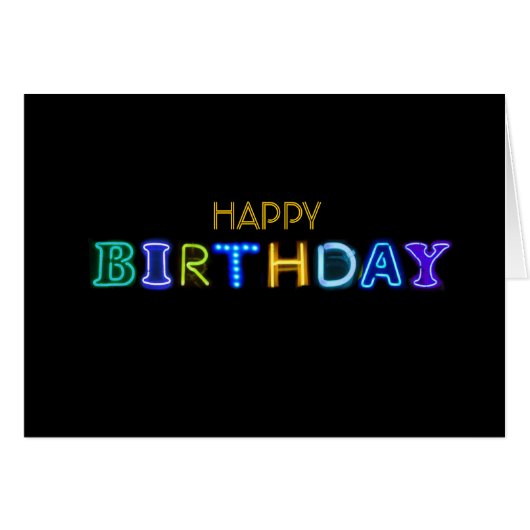 ハッピーバースデーのネオンサインの折られた挨拶状 (正面横)