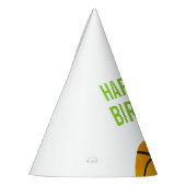 ハッピーバースデーのバスケットボールはパーソナライズな子供を遊ばします パーティーハット (左)