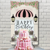 ハッピーバースデーのバナーを飾るためのデザートテーブルの背景 横断幕