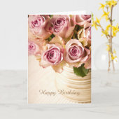 ハッピーバースデーのバラの挨拶状 カード (黄色い花)