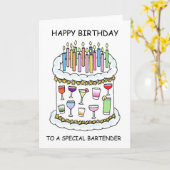 ハッピーバースデーのバーテンダー/ミクサロジスト カード (黄色い花)
