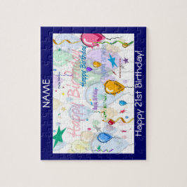 ハッピーバースデーのパズル(個人化して下さい) ジグソーパズル