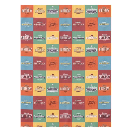 ハッピーバースデーのパターン テーブルクロス (正面)