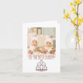 ハッピーバースデーのパパの写真ツインズカード カード (黄色い花)