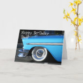 ハッピーバースデーのパパクラシックな車の挨拶状 カード (黄色い花)