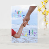ハッピーバースデーのパパ – マンが子供の手を保持 カード (黄色い花)
