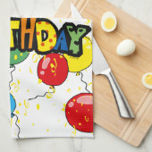 ハッピーバースデーのパーティーの気球 キッチンタオル (四つ折り)