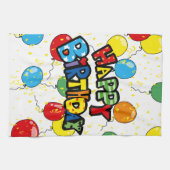 ハッピーバースデーのパーティーの気球 キッチンタオル (横)