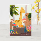 ハッピーバースデーのパーティー時間 カード (黄色い花)