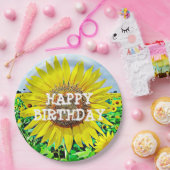 ハッピーバースデーのヒマワリのパーティーの紙皿 ペーパープレート (パーティー)