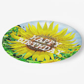 ハッピーバースデーのヒマワリのパーティーの紙皿 ペーパープレート (アングル)