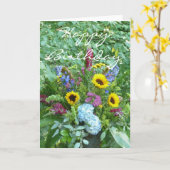 ハッピーバースデーのヒマワリの組合せの空白のなカード カード (黄色い花)