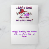 ハッピーバースデーのピンクの帽子屋 カード (内部)