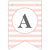 ハッピーバースデーのピンクの白のストライプの女の子の第1パーティー バンティングフラッグ (第3の旗)