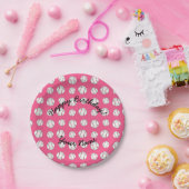 ハッピーバースデーのピンクの野球 ペーパープレート (パーティー)