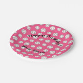 ハッピーバースデーのピンクの野球 ペーパープレート (アングル)