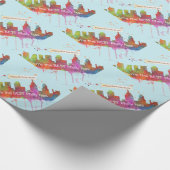 ハッピーバースデーのフィラデルヒィアPENNSYLVANNIAのスカイライン ラッピングペーパー (角)