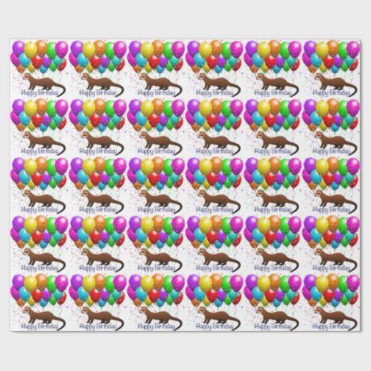 ハッピーバースデーのフェレットのギフト用包装紙 ラッピングペーパー (フラット)