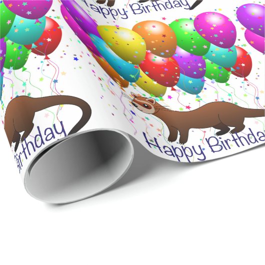 ハッピーバースデーのフェレットのギフト用包装紙 ラッピングペーパー (ロールコーナー)