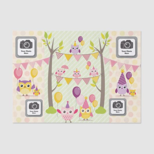 ハッピーバースデーのフクロウ 薄葉紙 (正面)