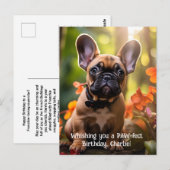 ハッピーバースデーのフレンチキーのジャングルの子犬 ポストカード (正面/裏面)