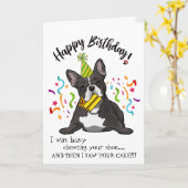 ハッピーバースデーのフレンチブルドッグ カード (黄色い花)