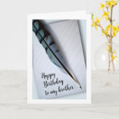 ハッピーバースデーのブラザーブルージェイフェザーカード カード (黄色い花)