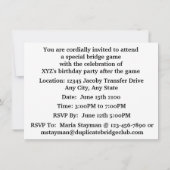 ハッピーバースデーのブリッジ・プレーヤー4のカードのスーツ 招待状 (裏面)