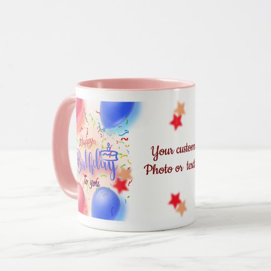 ハッピーバースデーのプレゼントのパーソナライズ マグカップ (正面左)