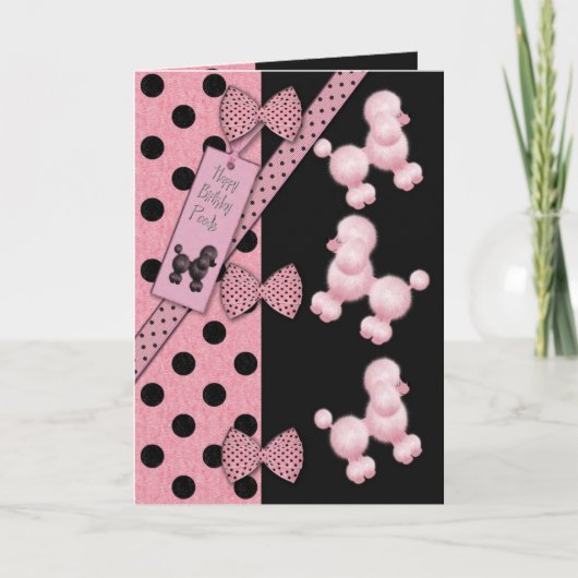 ハッピーバースデーのプードル カード (正面)