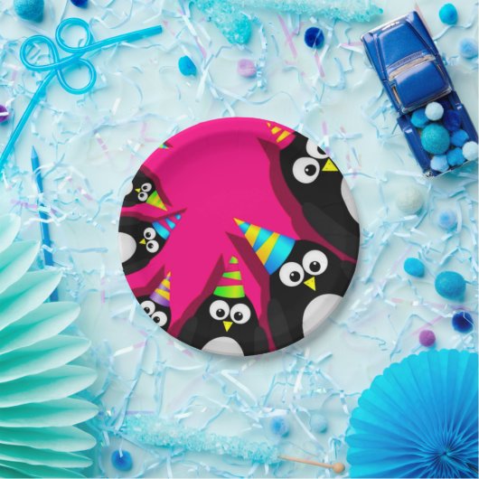 ハッピーバースデーのペンギンの紙皿 ペーパープレート (パーティー)