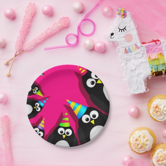 ハッピーバースデーのペンギンの紙皿 ペーパープレート (パーティー)