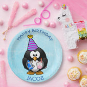 ハッピーバースデーのペンギンの青書のプレート ペーパープレート (パーティー)