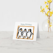 ハッピーバースデーのペンギンカード カード (黄色い花)