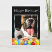 ハッピーバースデーのボクサー犬の挨拶状 カード (正面)