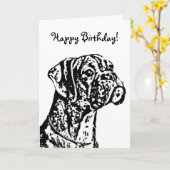ハッピーバースデーのボクサー犬の挨拶状 カード (黄色い花)