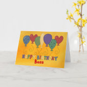 ハッピーバースデーのボス、カラフル カード (黄色い花)