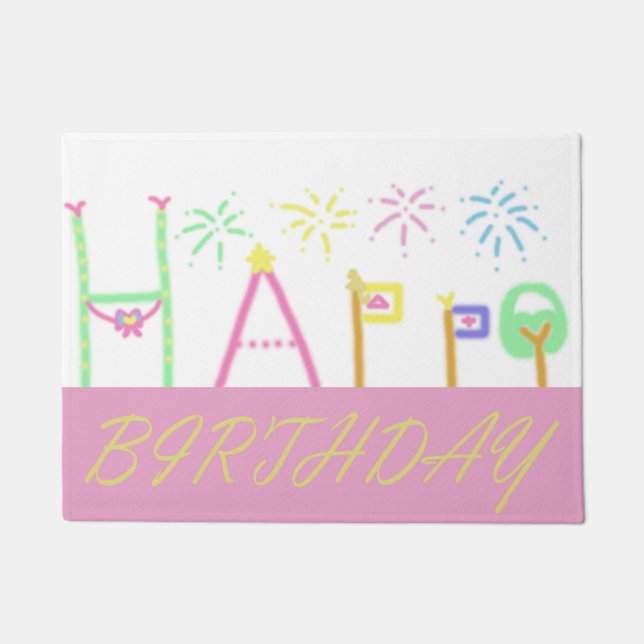 ハッピーバースデーのマット ドアマット (正面)