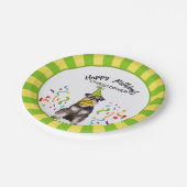 ハッピーバースデーのミニチュア・シュナウツァー犬のパーティー ペーパープレート (アングル)