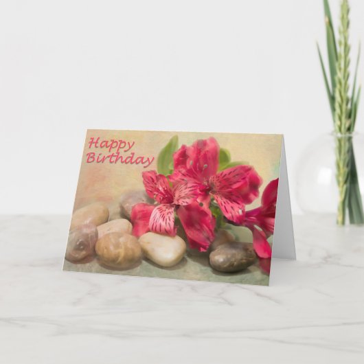 ハッピーバースデーのユリ カード (正面)