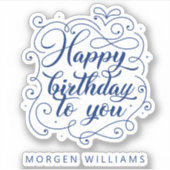ハッピーバースデーのユーエレガントタイポグラフィ シール (正面)