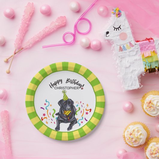 ハッピーバースデーのラブラドル・レトリーバー犬犬のパーティー ペーパープレート (パーティー)