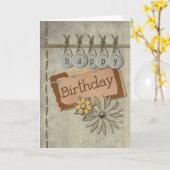 ハッピーバースデーのラベル カード (黄色い花)