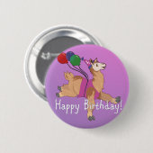 ハッピーバースデーのラマ! 缶バッジ (正面&裏面)
