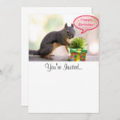 ハッピーバースデーのリス 招待状 (正面/裏面)