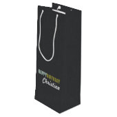 ハッピーバースデーのリネン灰色 ワインギフトバッグ (裏面アングル)