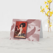 ハッピーバースデーのレトロのファッションおよび帽子 カード (黄色い花)