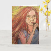 ハッピーバースデーのロッカーの女の子 カード (黄色い花)