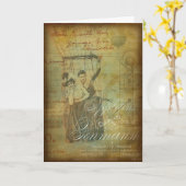 ハッピーバースデーのヴィンテージの熱気の気球のコラージュ カード (黄色い花)