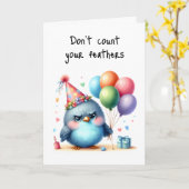 ハッピーバースデーの不機嫌な鳥はあなたの恵みを数える カード (黄色い花)